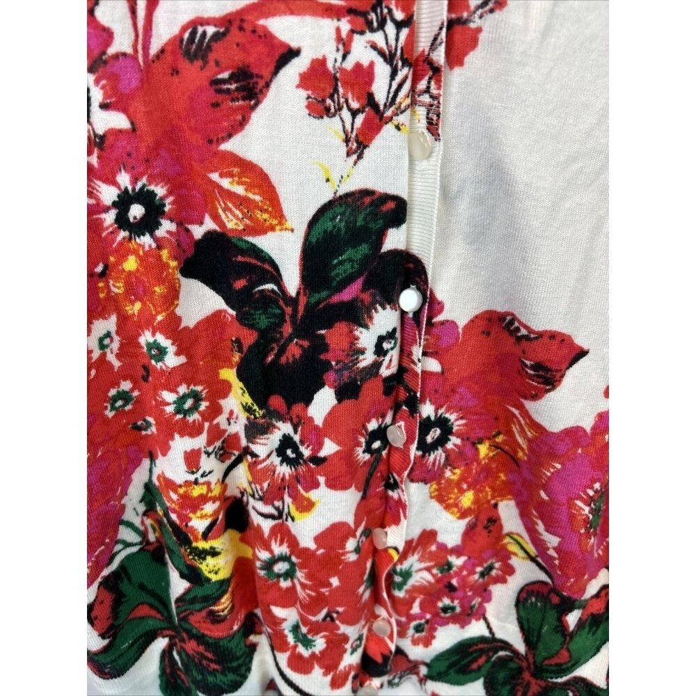 Cable & Gauge Floral Button Front Cardigan Sweater Women's Medium - Picture 6 of 10
